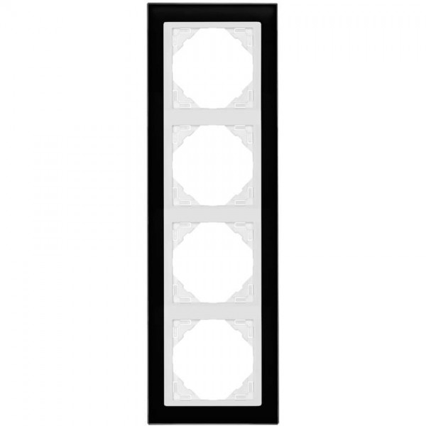 EFAPEL® - 4-fach Glas-Abdeckrahmen, LOGUS 90, Glas, schwarz, Kunststoff signalweiß