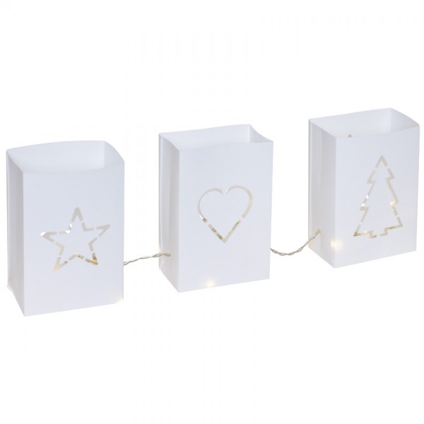 LED-Laternen, JÖNS, je 6 warmweiße LEDs, je H 15,5cm, B 10,5cm, T 6cm, Batterie und Netz möglich