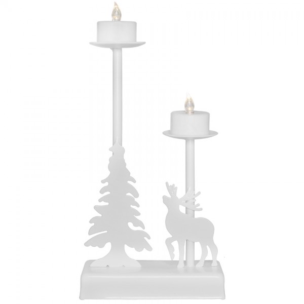 Weihnachtsleuchter, WALDER, weiß, 2 warmweiße LEDs