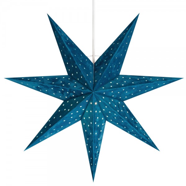 Weihnachtsstern, VELOURS, blau, hängend, Ø 45cm, 1 x E14/25W, samtbezogen
