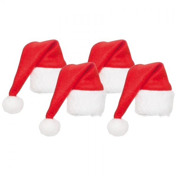 4 Weihnachtsmützen für Weinflaschen, H 18cm, Ø 35