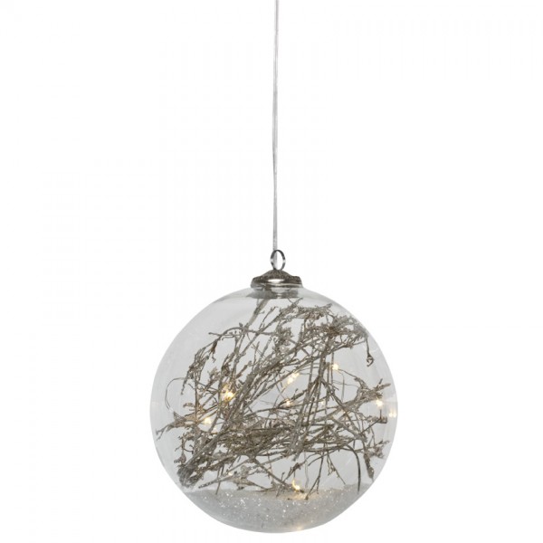 LED-Glaskugel, Ø 12cm, 10 warmweiße LEDs