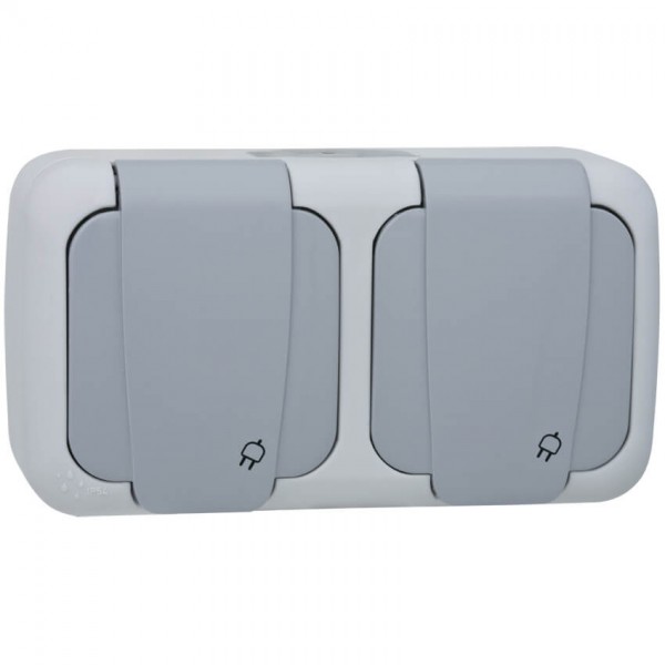 Panasonic® - AP/FR - PALMIYE - grau/dunkelgrau - Steckdose, 2-fach, waagerecht