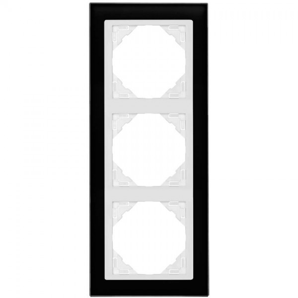EFAPEL® - 3-fach Glas-Abdeckrahmen, LOGUS 90, Glas, schwarz, Kunststoff signalweiß