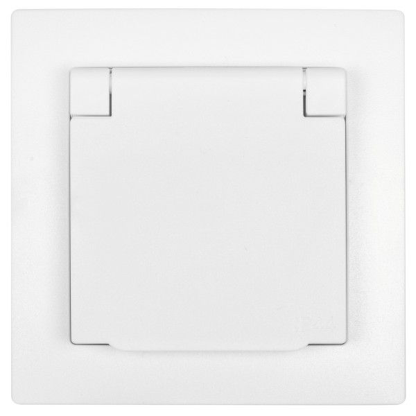 KLEIN - Kombi-Steckdose, mit Zentralplatte 55 x 55 mm, mit Klappdeckel, mit Abdeckrahmen, reinweiß