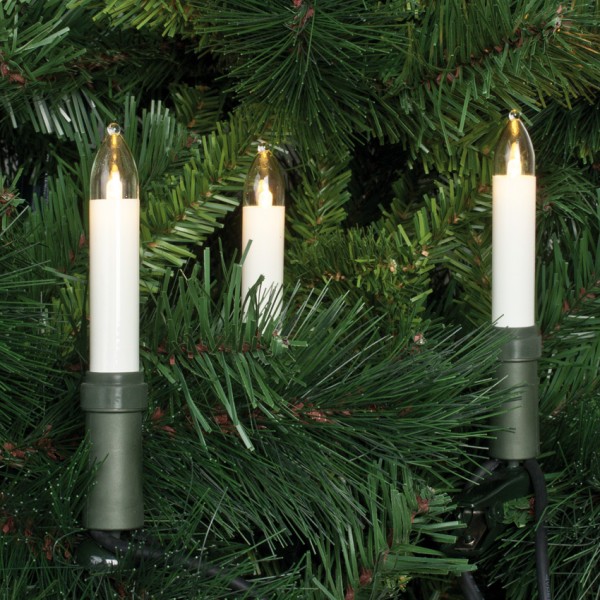 LED-Weihnachtsbaumkette, klar/elfenbein, L 26m, 30x LED-E10-8V-0,1W, mit teilbarem Stecker