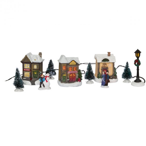 Weihnachtsszene, Weihnachtsdorf, 4 warmweiße LEDs