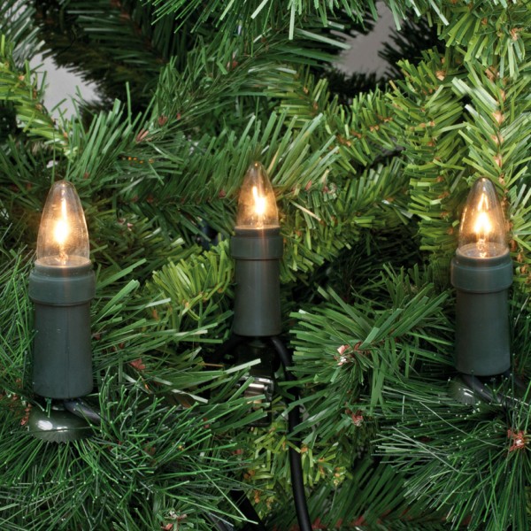 Weihnachtsbaumkette, klar/grün, L 26m, 30x E10-8V-3W mit teilbarem Stecker