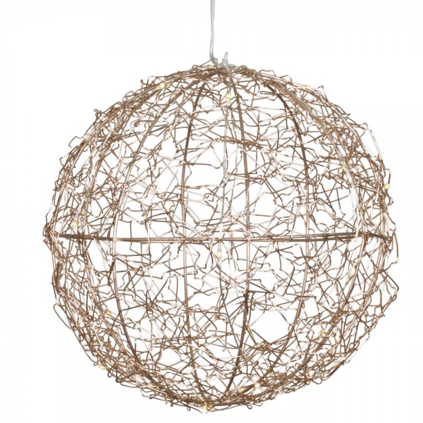 LED-Drahtkugel, roségold, Ø 20cm, 20 warmweiße LEDs, batteriebetrieben