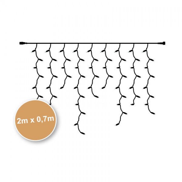 WINGLINKS - LED-Vorhang, L 2 m, 100 LEDs/7W, 2700K, schwarz