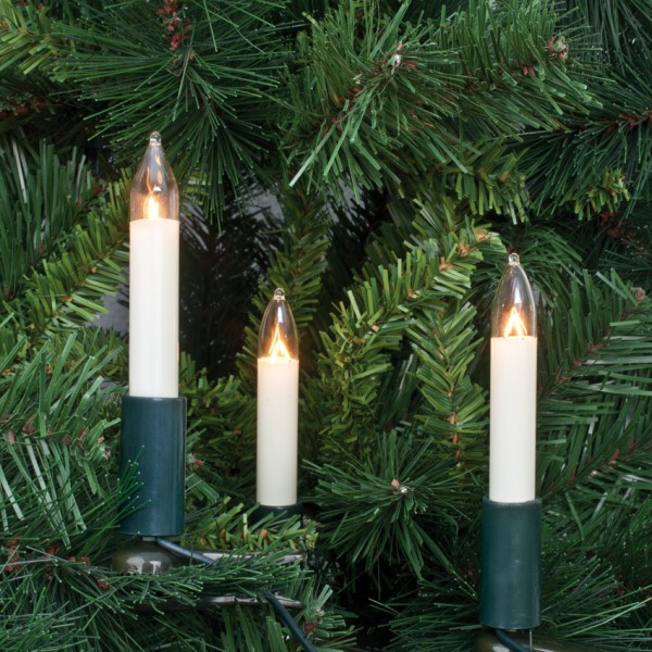 Weihnachtsbaumkette, L 7,5m, klar-elfenbein, mit 15 Schaftkerzen E10-16V-3W