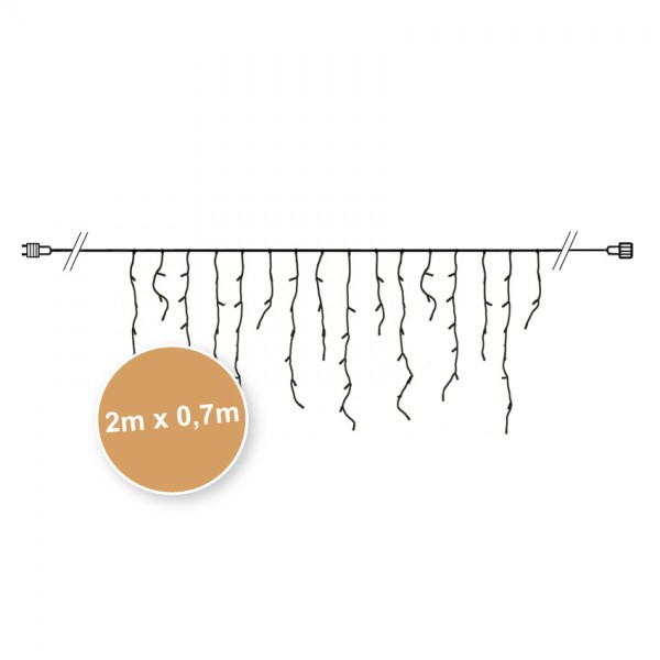 Minilichter-Vorhang, B 200cm, H 30-70cm, Verlängerungs-Kette, 100 Glühlampen