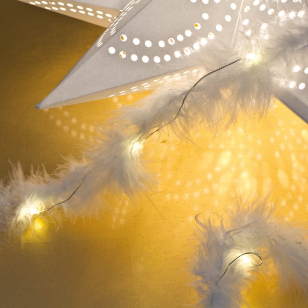 LED-Minilichterkette, Federboa, L 200cm, 20 warmweiße LEDs