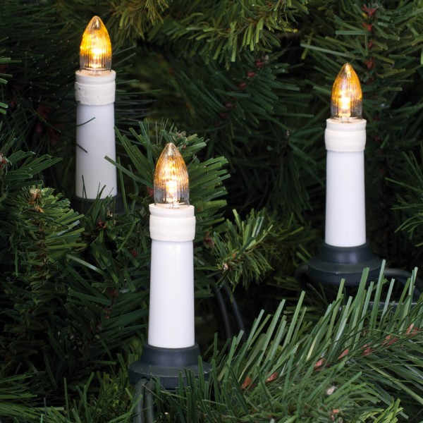 LED-Weihnachtsbaumkette, L 16,5m, 25 x E10/10-55V/0,2W, klar/weiß, 9cm Kerzen