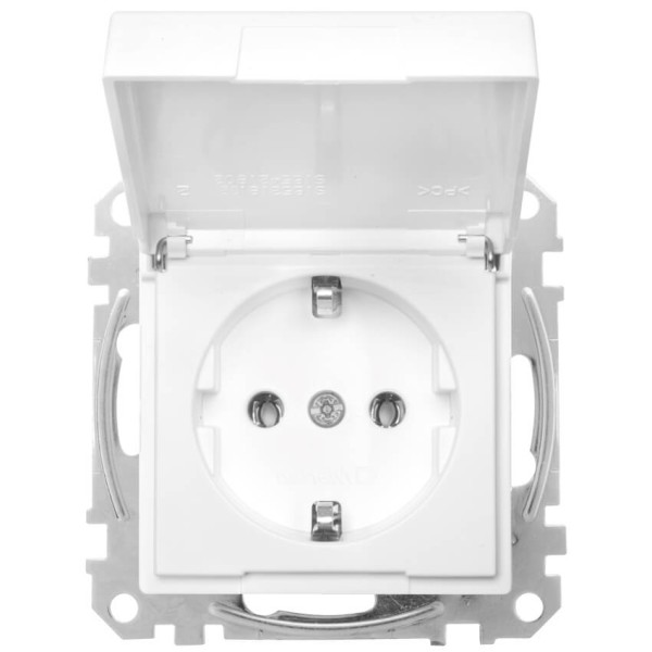 Kombi-Steckdose, mit Klappdeckel, System M, polarweiß glänzend