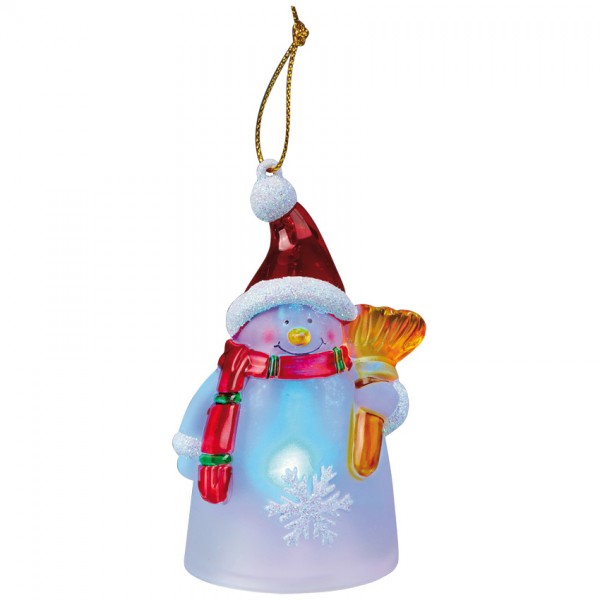 LED-Figur, Schneeman mit Besen, 1 LED, H 95, batteriebetrieben, mit Farbwechsler