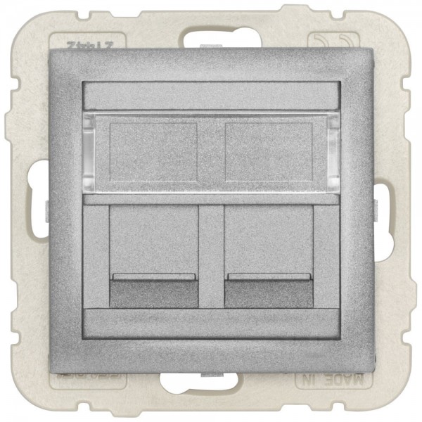 EFAPEL® - Zentralplatte, für UAE 1-2-fach, für Keystonemodule, mit Kunststoffträger, LOGUS 90, alu-s