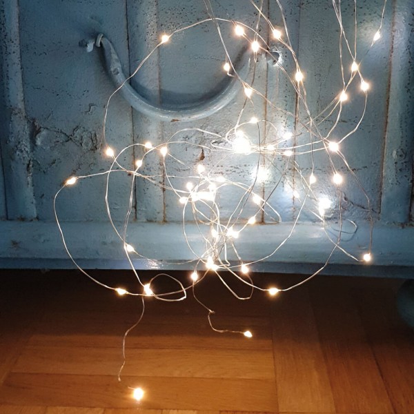 LED-Drahtbüschel 43cm, 40 warmweiße LEDs, batteriebetrieben