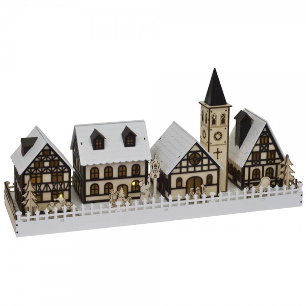LED-Weihnachtsleuchter, Winterstadt, 10 warmweiße LEDs, batteriebetrieben