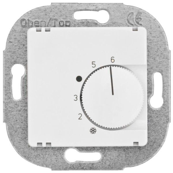 KLEIN - Kombi-Raumthermostat, 10A (4A), +5° bis +30°, Zentralplatte 50 x 50 mm, reinweiß - Schließer