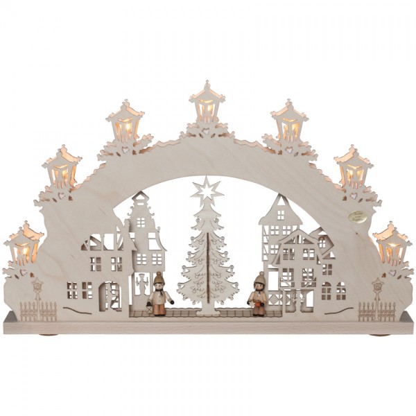 Original Erzgebirge Weihnachtsleuchter,Weihnachtsmarkt, 7 x E10/34V/3W