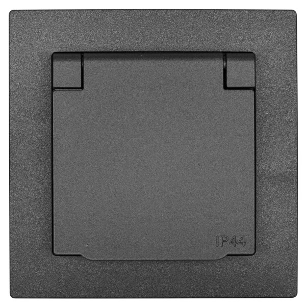 KLEIN - Kombi-Steckdose, mit Zentralplatte 55 x 55 mm, mit Klappdeckel, mit Abdeckrahmen, anthrazit