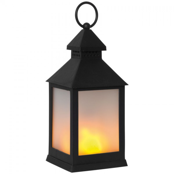Laterne, H 33cm, B 10cm, orange flackernde LEDs