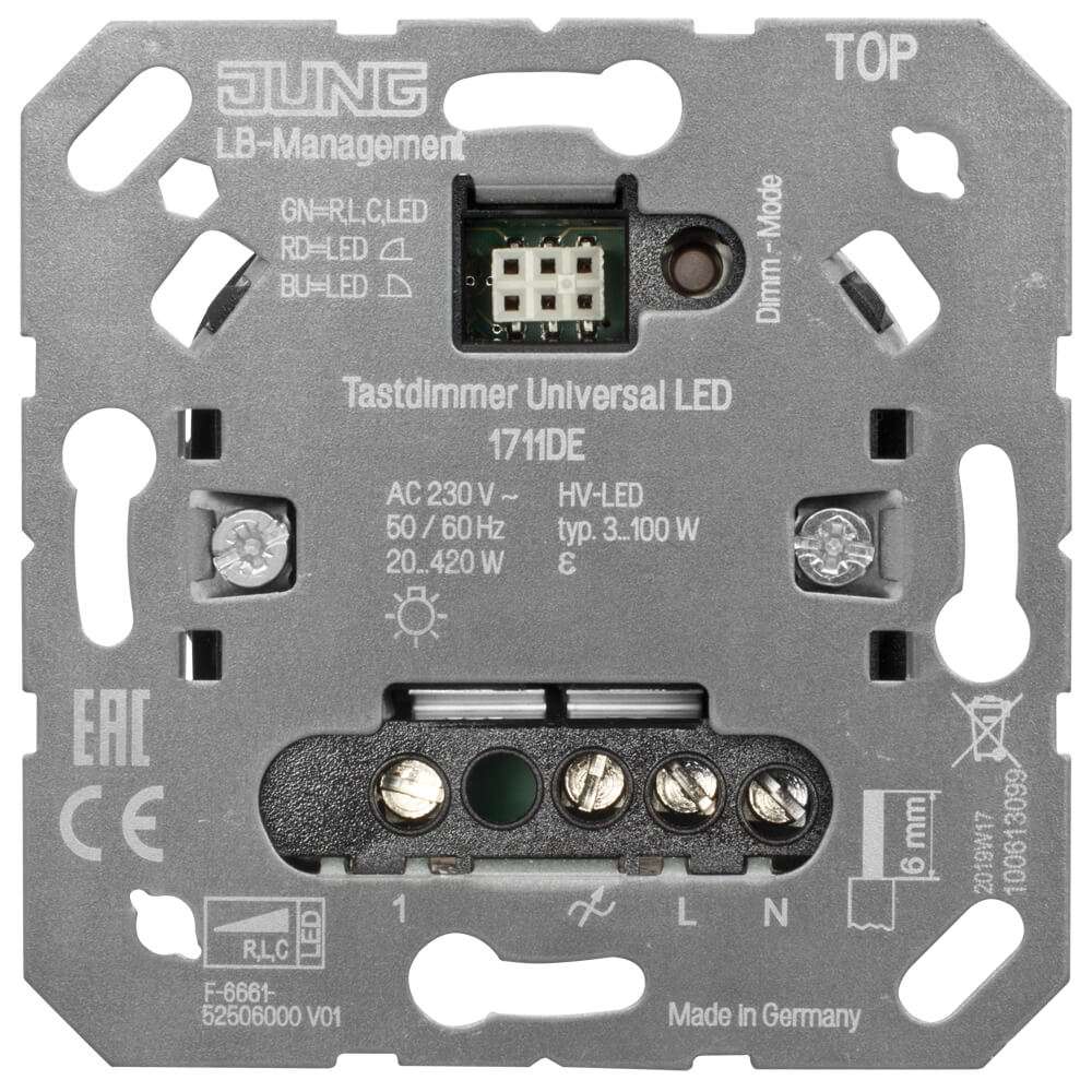 JUNG® UP LEDUniversalTastdimmer, 20420W, HVLED 3100W, Phasenan
