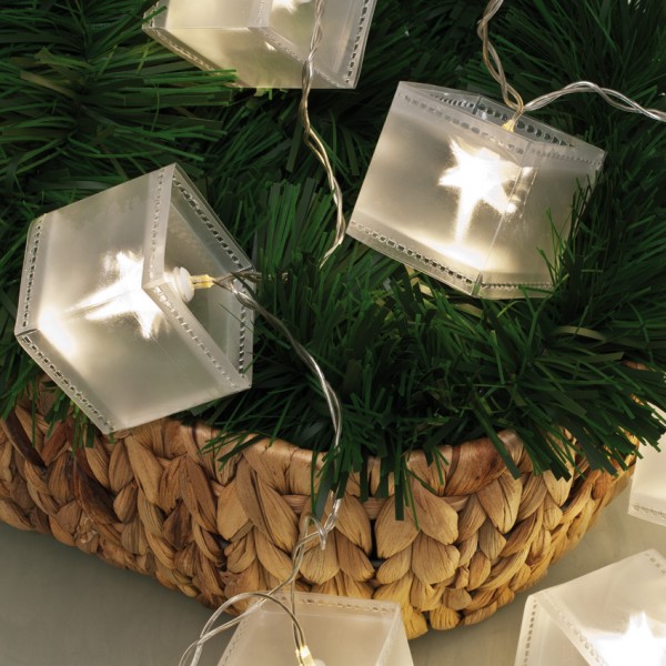 LED-Minilichterkette, Holografiequadrate, 10 warmweiße LEDs