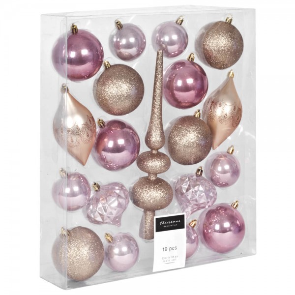 Weihnachtsbaumkugeln, gold, 19er-Set