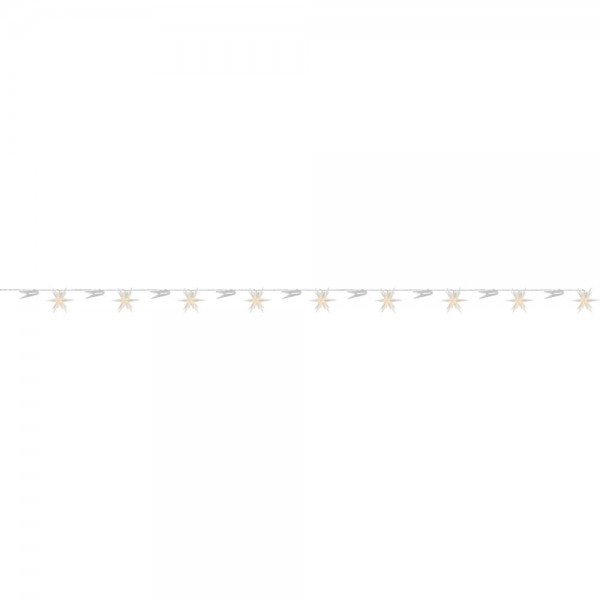 LED-Dekolichterkette, weiß, 9 Sterne, Ø 8cm