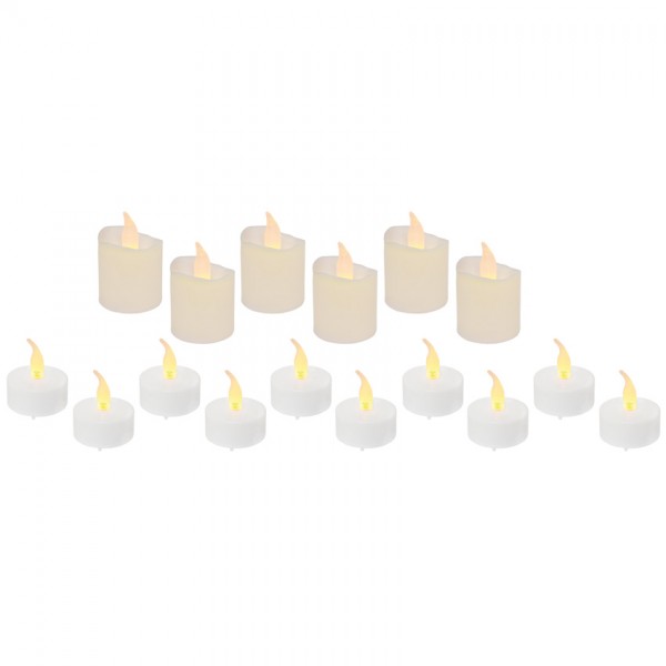 16 LED-Teelichter, je 1 LED, H 2cm-4cm, batteriebetrieben