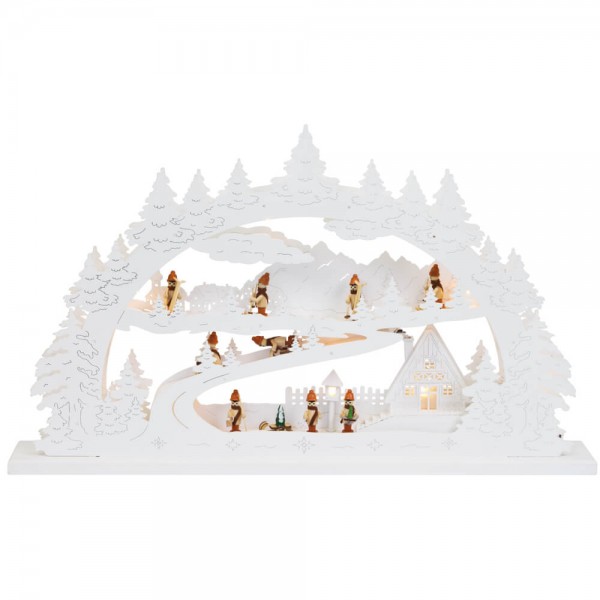 XL-LED-Weihnachtsleuchter, Skipiste, B 78cm, H 37cm, T 13cm, 20 warmweiße LEDs