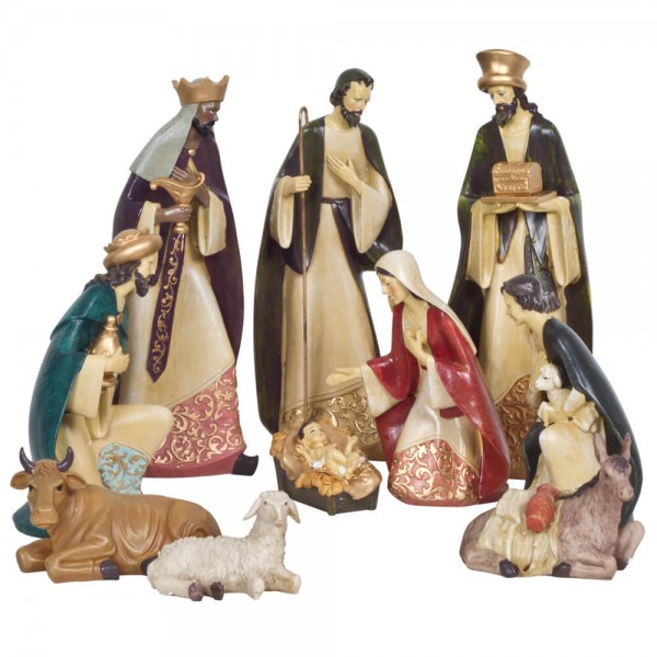 Krippenfiguren, H ca. 20-33cm, 10er-Set